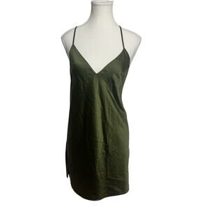 Victoria Secret Satin Slip Mini Dress Women S Green OpenBack Minimal LightWeight